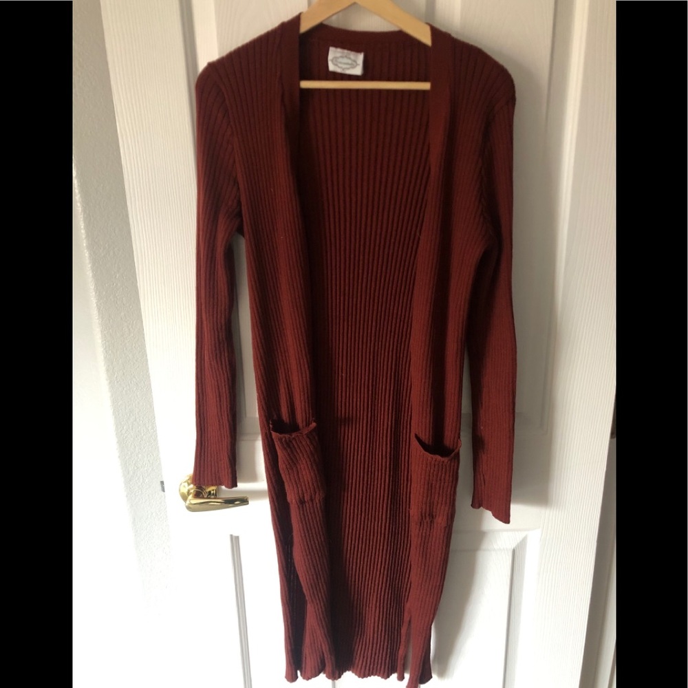 Rhapsodielle Maxi Cardigan Size Large Dark Red